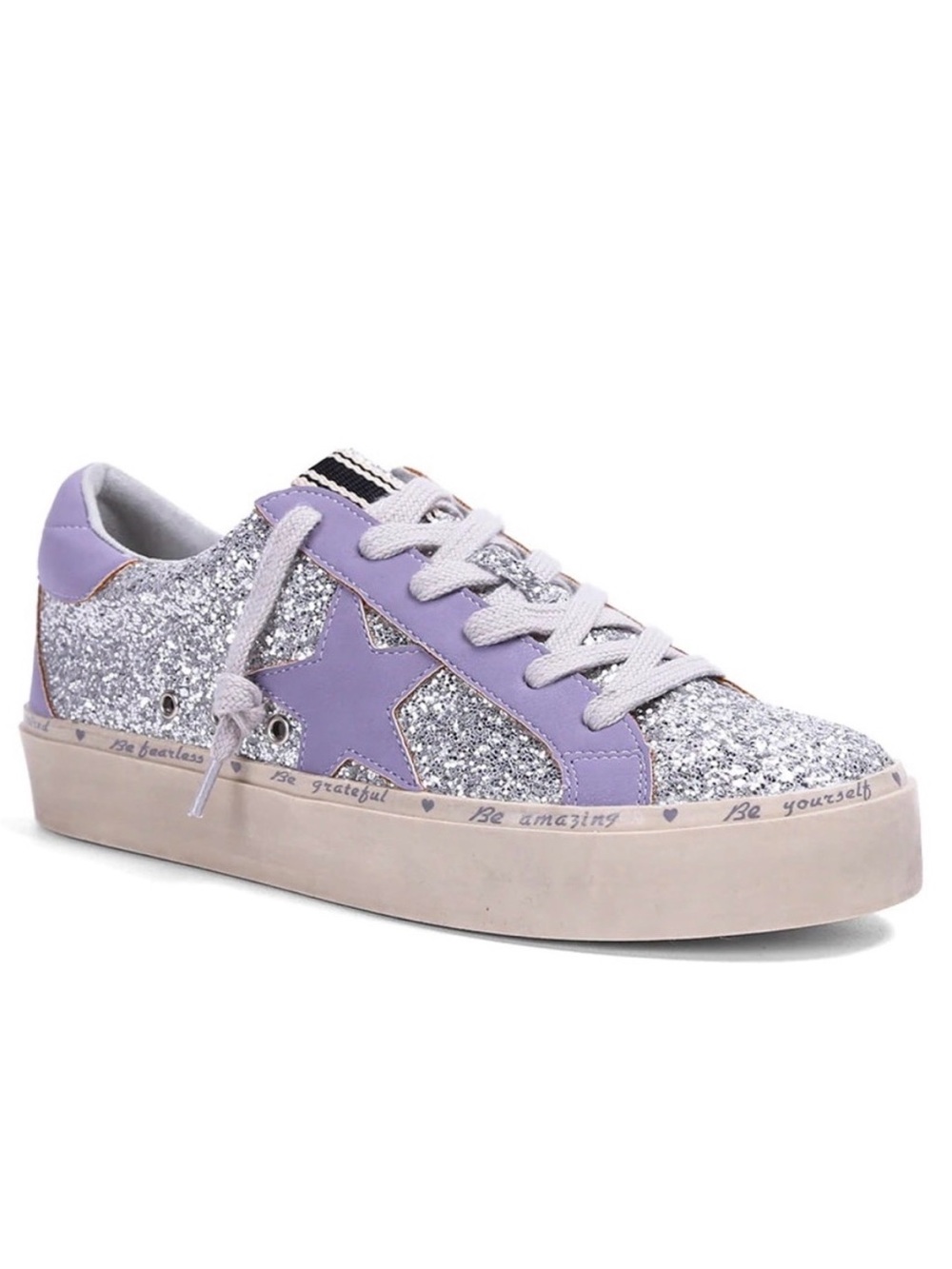 Shu Shop 8 Pixie Purple Star Silver Glitter Sneakers